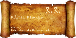 Kóti Klaudia névjegykártya